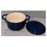Blue Cast-Iron Enamel Pot With Lid