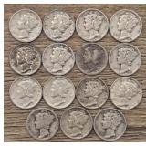 (15) Mercury Dimes