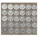 (30) Mercury Silver Dimes