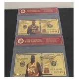 Shaq & LeBron James 24kt Gold Banknotes