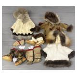 Handmade Fur & Leather Doll Coats, Shoes, Gloves