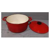 Red Cast-Iron Enamel Pot & Lid