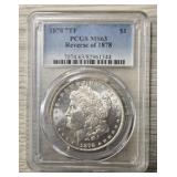 1878-P 7TF Morgan Dollar: PCGS MS63