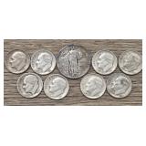 1929 Liberty Quarter & (8) Roosevelt Dimes