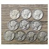 (10) Mercury Dimes #1