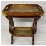 Handmade Wood Tray Table w/ Embossed Accents