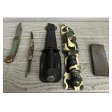 (5) Assorted Knives and Whetstone