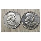 1957-P & 1957-D Franklin Half Dollars