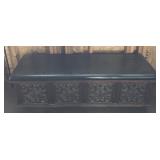 Wood Decorative Ottoman Chest w/ Wheels