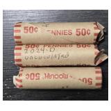 Roll of 2024-D Pennies w/ (2) Rolls of Mixed Dates