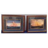 (2) Ship Prints In Frames