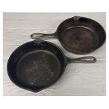 (2) Vintage Lodge 5SK 8' 3-Groove Cast Iron Pans