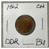 Rare 1962 CN DDR Hanging 2 Uncir. Canadian Cent