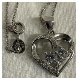 Sterling Heart & CZ Necklace