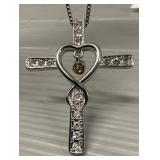 Sterling Silver Necklace w/ Large Cross Pendant