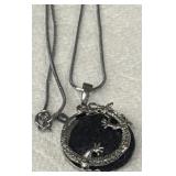 Sterling Necklace w/ Dragon & Lava Rock Pendant
