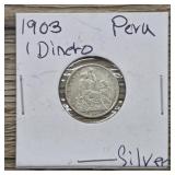 1903 Peru Silver 1 Dinero