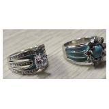 (2) Turquoise Like Fashion Rings #2