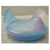 Nesting Chicken Glass Candy Dish