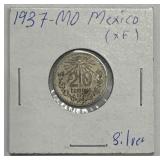 1937-MO Mexico 20 Centavos Silver Coin