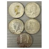 (5) 1966-67 Kennedy Half Dollars