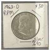1963-D Franklin 90% Silver Half Dollar