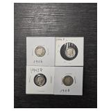 (4) Silver U.S. Dimes: Mercury & Barber