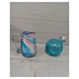 Signed Glass Mug With Blue Vodka Bottle