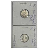 (2) 1942 & 1943 New Zealand 3D Silver Coins