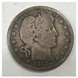 1912-S Barber Quarter Dollar
