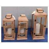 (3) Wood Lanterns Decor