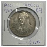 1950 Mexico 1 Peso Silver Coin