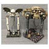 (2) Skeleton Skull Knives w/ Stands