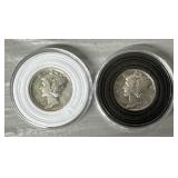 (2) 1945 90% Silver Mercury Dimes