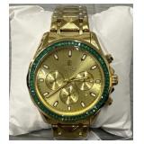 Montres Prestige Menï¿½s Gold Watch w/ Green Accent