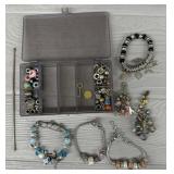 (4) Charm Bracelets w/ Extra Charms/Beads