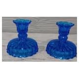 (2) Vintage Kobalt Blue Candle Holders