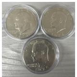 (3) 1974 Eisenhower $1 Coins