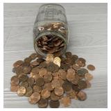 Jar of Various Pennies