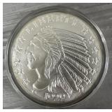 1929 2oz Incuse Indian .999 Fine Silver Round