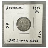 195 Australia 3-Pence .500 Silver Coin