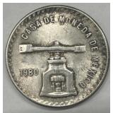 1980 Mexico 1 Oz Casa de Moneda Silver Coin