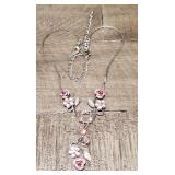 Pink Roses & Gemstone Necklace