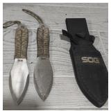 Pair of SOG Throwing Knives With Sheath