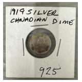 1919 Canada 10-Cent .925 Silver Coin