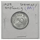 1922 German 50 Cents Coin
