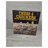 Chess & Checkers w/Glass Chess Board
