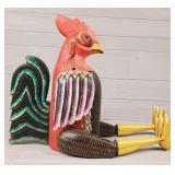 Hand Carved Wood Sitting Rooster