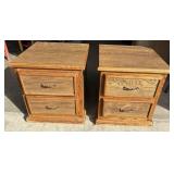 (2) Oak Two Drawer Nightstands