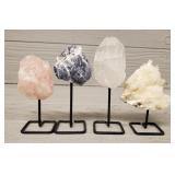 Rose Quartz, Sodalite, Quartz, Calcite on Stands